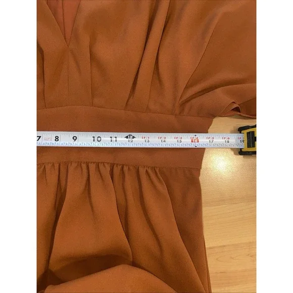 Alexia Admor August Draped Fit & Flare Midi Burnt‎ Rust Dress Size 12 - Picture 11 of 14